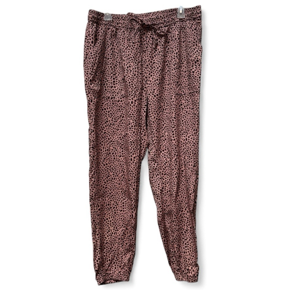 Victoria Secret Pink Easy Lightweight Joggers Leopard Pants Size L Large - Picture 3 of 9
